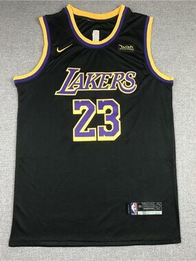 Lakers #23 Black Stitched Basketball Jersey with Sponsor Patch